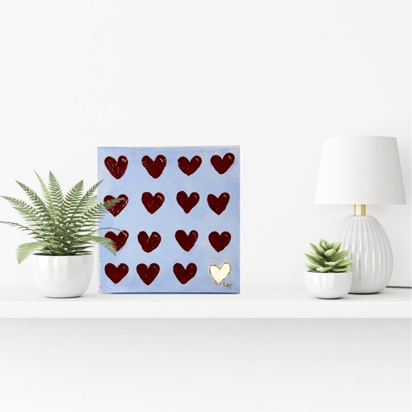 ORIGINAL HANDMADE Acrylic Heart Art on 6”x6”x1.5” Gallery Wrapped Canvas - Picture 9 of 9